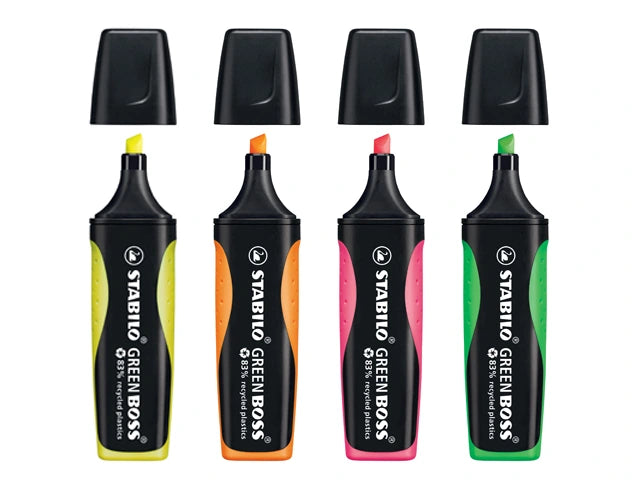 Nachfüllbare Textmarker GREEN BOSS (4er-Etui)