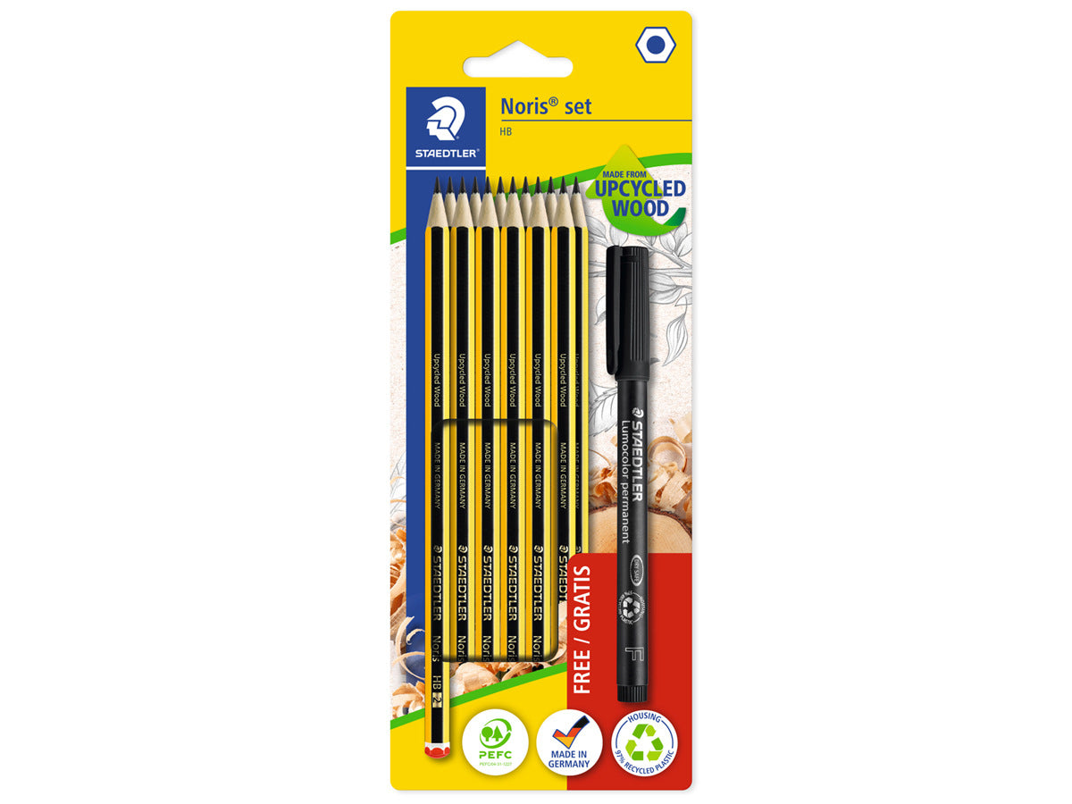 12 Bleistifte Noris HB Set + Permanentschreiber gratis