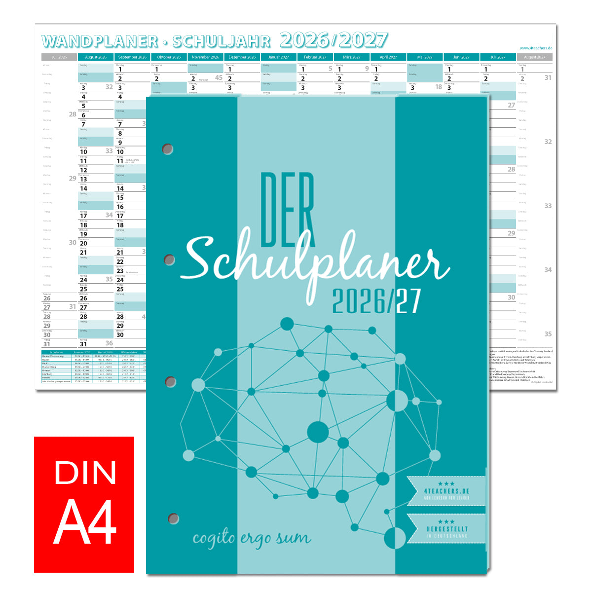 Schulplaner Dauerbezug A4 - Loseblatt gelocht