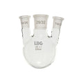 Dreihals-Rundkolben mit parallelen Hälsen, mit Normschliff, LBG 3.3, Zent. 29/32, lat. 19/26, 1000 m