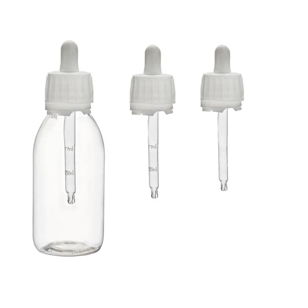 Schraubverschluss mit Tropfenzähler, PP28, für 60 ml Fläschchen, Silikon-Pipettensauger, 10 St.