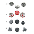 Bördelkappen aus Aluminium für Probenfläschchen mit 20 mm NS, zentrale Lasche, 100 St.