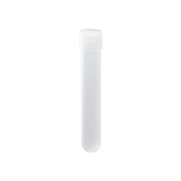 Test tube with screw cap in PP, with label