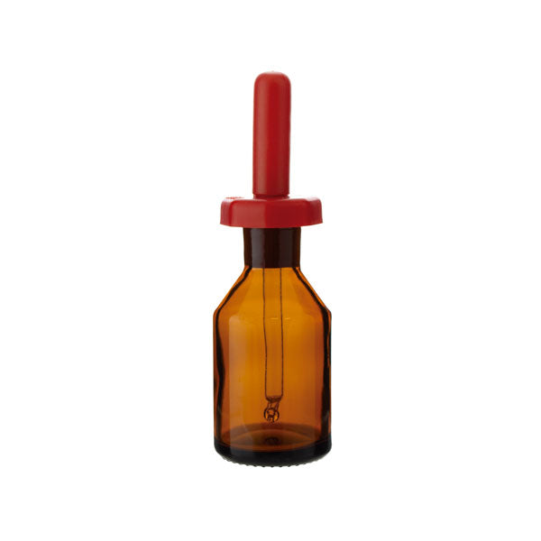 Tropfflasche aus braunem Borosilikatglas mit PP-Verschluss und Pipette, 30 ml, 12 St.