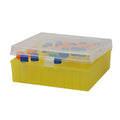 Gefrierbox aus PP mit Scharnierdeckel für Kryoröhrchen (10 x 10), farblos/blau