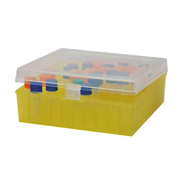 Gefrierbox aus PP mit Scharnierdeckel für Kryoröhrchen (10 x 10), farblos/blau