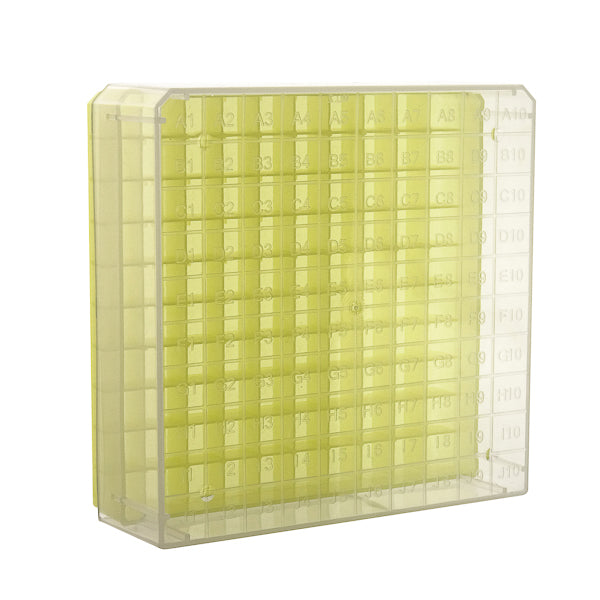 Gefrierbox aus PP für 81 Kryoröhrchen 1-2 ml, gelb