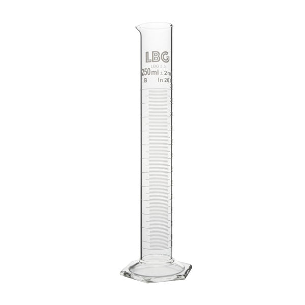 Messzylinder, Sechskantfuß, graduiert, Klasse B, 500 ml, LBG 3.3