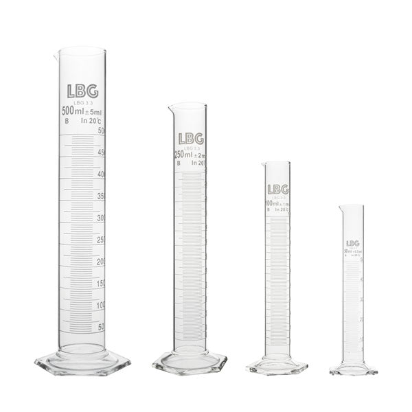 Messzylinder-Set, Sechskantfuß, graduiert, Klasse B, LBG