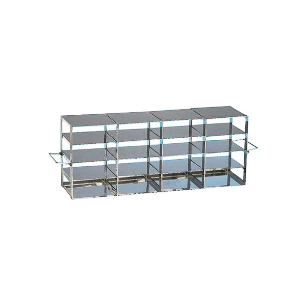 Kryoboxen-Gestelle für breite Gefrierschränke aus Edelstahl für 3 x 3 Boxen mit Höhe 50 mm