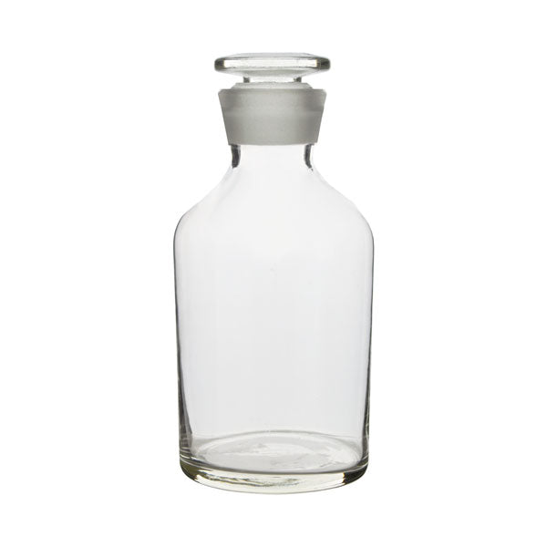 Flasche mit transparentem Glasstopfen, mattiert, Weithals, 125 ml, 12 St.
