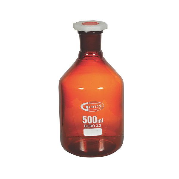 Enghalsflasche, Braunglas, mit PP-Normschliffstopfen, 1000 ml, GLASSCO, 10 St.