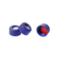 Screw cap for vials with attached silicone/PTFE septa, pre-slit silicone/PTFE septa