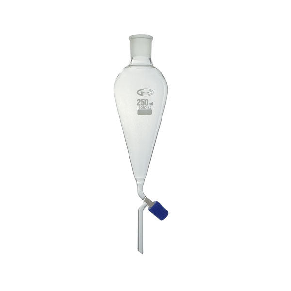 Scheidetrichter, mit Ventilhahn und Plastikstopfen, 250 ml