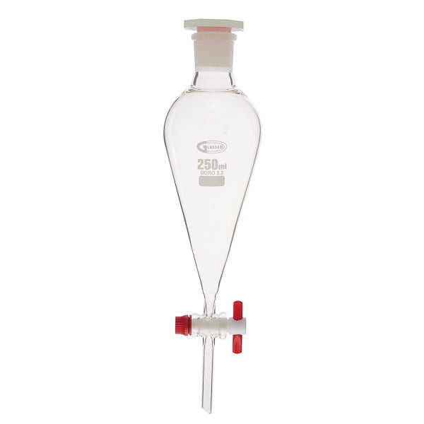 Scheidetrichter, konisch, mit PTFE-Küken, 100 ml, GLASSCO