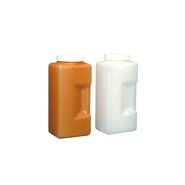 Weithalsflasche, graduiert, mit rechteckigem Boden, HDPE, weiß, 2000 ml
