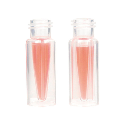 Chromatography vial in PP, 12 x 32 mm, with inserts, 0,3 ml, snap-top, clear