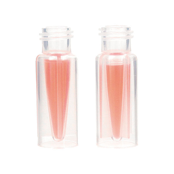 Chromatography vial in PP, 12 x 32 mm, with inserts, 0,7 ml, snap-top, clear