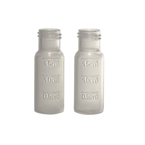 Chromatography vial in PP, 12 x 32 mm, with inserts, 0,7 ml, thread 9-425, clear