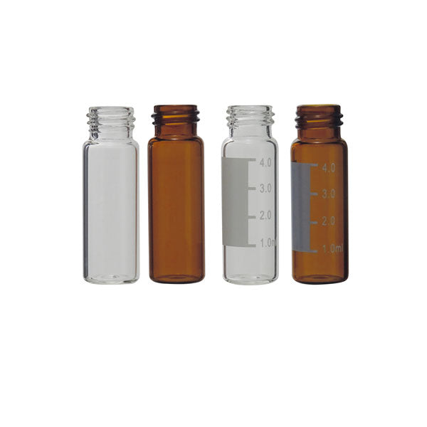 Vial für die Chromatographie, Braunglas, Beschriftungsfeld, 15 x 45 mm, 4 ml, Gewindehals, 100 St.