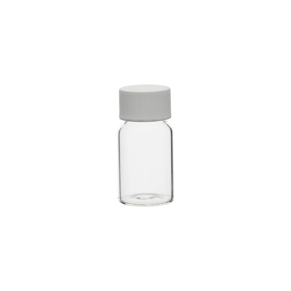 Vial mit Schraubverschluss, transparent, weißer Verschluss und EPE-Dichtung, 13,5 ml, 780 St.