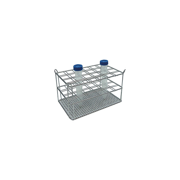 Reagenzglasständer aus Edelstahl für 6 x 4 Zentrifugenröhrchen mir 50 ml, Ømax. : 30 mm, H:90 mm.