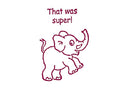 Englischer Lehrerstempel "That was super!" (Motiv: Elefant)