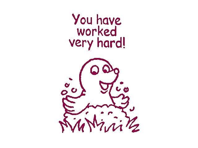 Englischer Lehrerstempel "You have worked very hard!" (Motiv: Maulwurf)
