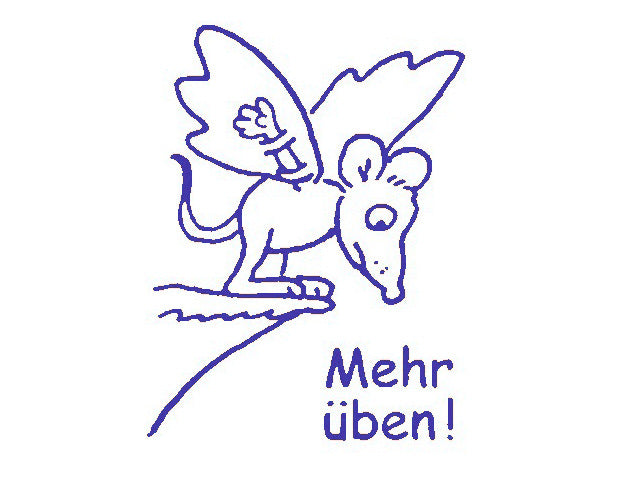 Lehrerstempel "Mehr üben!" (Motiv: Maus)
