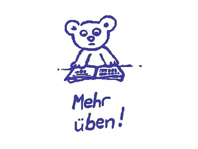 Lehrerstempel "Mehr üben!" (Motiv: Teddybär)
