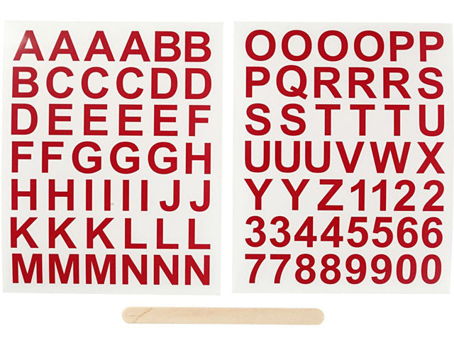 Rub-on Sticker Buchstaben & Zahlen rot