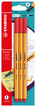 STABILO Fineliner point 88 (3er-Set) 3 x rot